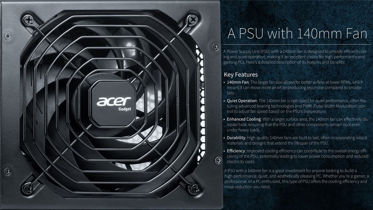 ACER AC1000 FULL MODULAR ATX 3.0 POWER SUPPLY